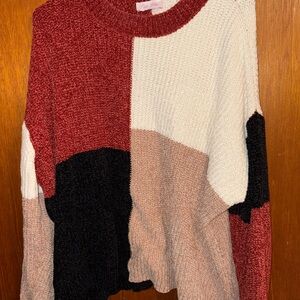 Pink Lily Red and Black Crew Neck Sweater